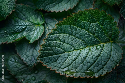 Close-Up Green Leaf with Dew Drops - Nature Background for Eco Designs