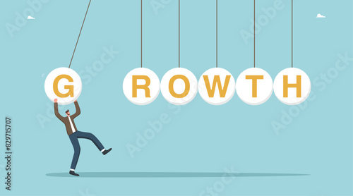 Ladder of success, desire or motivation for high results, achieving goals or heights in work, taking advantage of new opportunities for growth, business development, leader launches balls with growth.