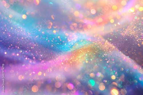 Iridescent and glittering abstract background. Futuristic and tech concept. Cover design for a music album or banner template for beauty advertising.