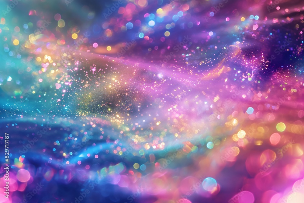 Abstract glitter background. A vibrant blend of multi-colored bokeh effects. Celebration and glamour concept. Template for festival invitation, greeting card, beauty advertising. Abstract glitter background. A vibrant blend of multi-colored bokeh effects. Celebration and glamour concept. Template for festival invitation, greeting card, beauty advertising.