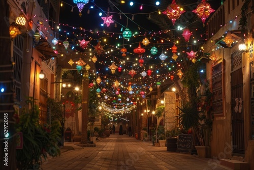 Decorated Homes and Streets adorned with colorful decorations and lights, evoking the festive spirit of Eid al-Adha © Artem