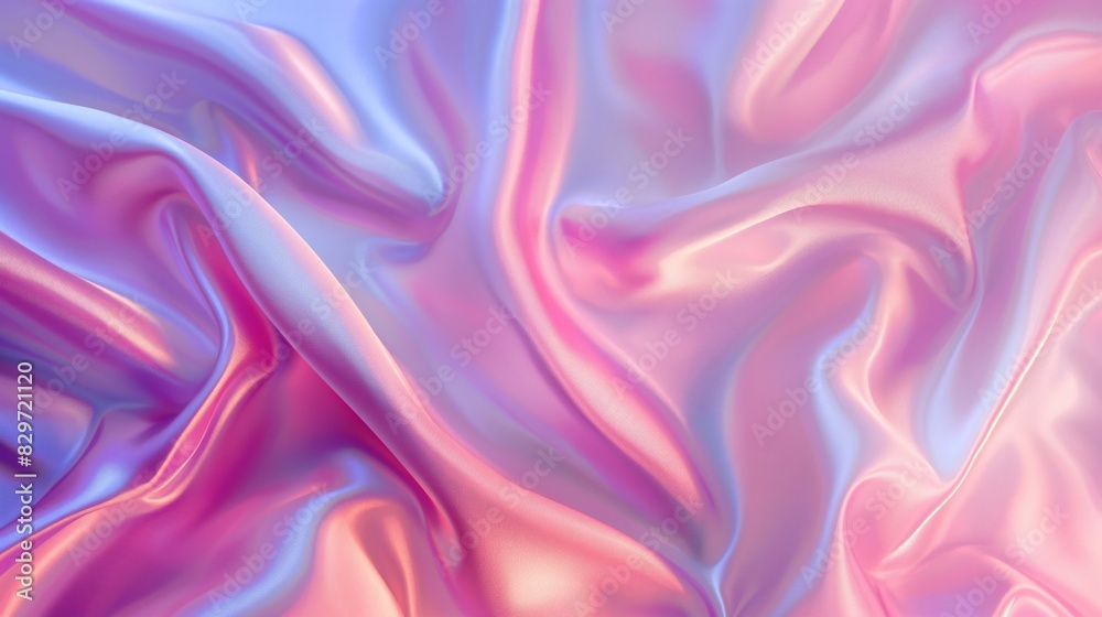 Obraz premium Abstract background with waves of smooth silk fabric in soft pink and lavender tones. Fashion and beauty concept. Banner with copy space.