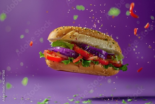 baguette sub against purple background photo