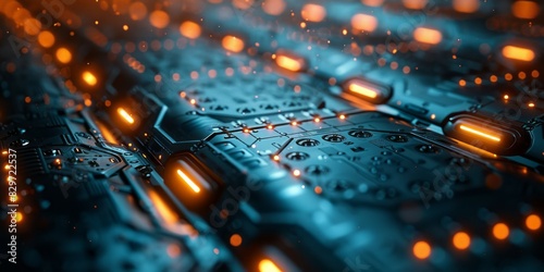 Detailed view of a computer circuit board showing various components and electrical connections photo