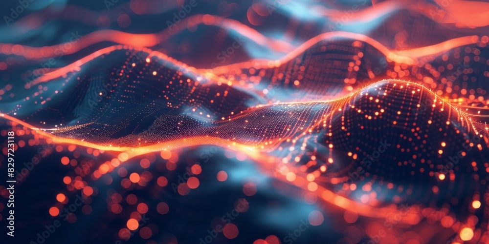 Computer generated depiction of a vibrant wave of light moving in a dynamic and energetic motion Computer generated depiction of a vibrant wave of light moving in a dynamic and energetic motion