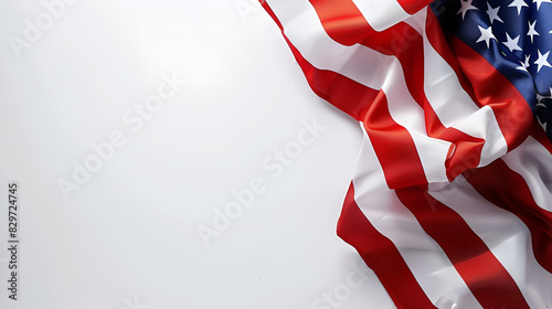 Concept of U.S. Independence day the fourth of July or Memorial day online sale celebration. USA flag on white background with copy space., Generative Ai