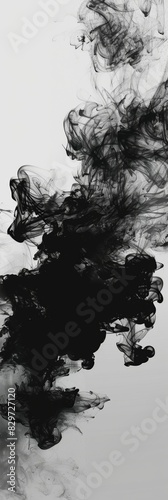 Ink Wash Abstract dark ink wash with flowing patterns background, ai generated