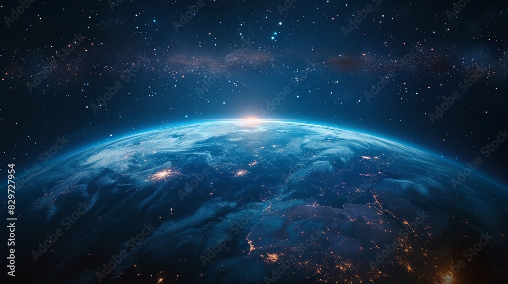 Stunning view of Earth from space showcasing the beauty of our planet against a backdrop of stars and cosmic wonder. Generative Ai. Stunning view of Earth from space showcasing the beauty of our planet against a backdrop of stars and cosmic wonder. Generative Ai.