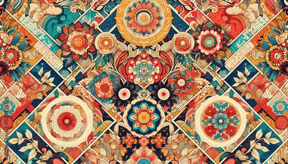 Traditional Ryukyu Bingata Textile Art - Generative AI Traditional Ryukyu Bingata Textile Art - Generative AI