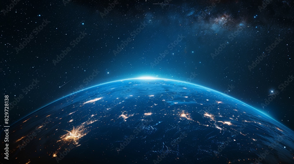Stunning view of Earth from space showcasing the beauty of our planet against a backdrop of stars and cosmic wonder. Generative Ai. Stunning view of Earth from space showcasing the beauty of our planet against a backdrop of stars and cosmic wonder. Generative Ai.