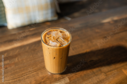 Wallpaper Mural Small glass of iced coffee with ice on a table. Torontodigital.ca
