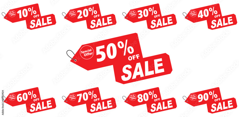 Discounts numbers percent sign in red and white colours isolated on yellow background, from 10%,20%,30%,40%,50%,60%,70%,80%,90% discount's. Discounts numbers percent sign in red and white colours isolated on yellow background, from 10%,20%,30%,40%,50%,60%,70%,80%,90% discount's.
