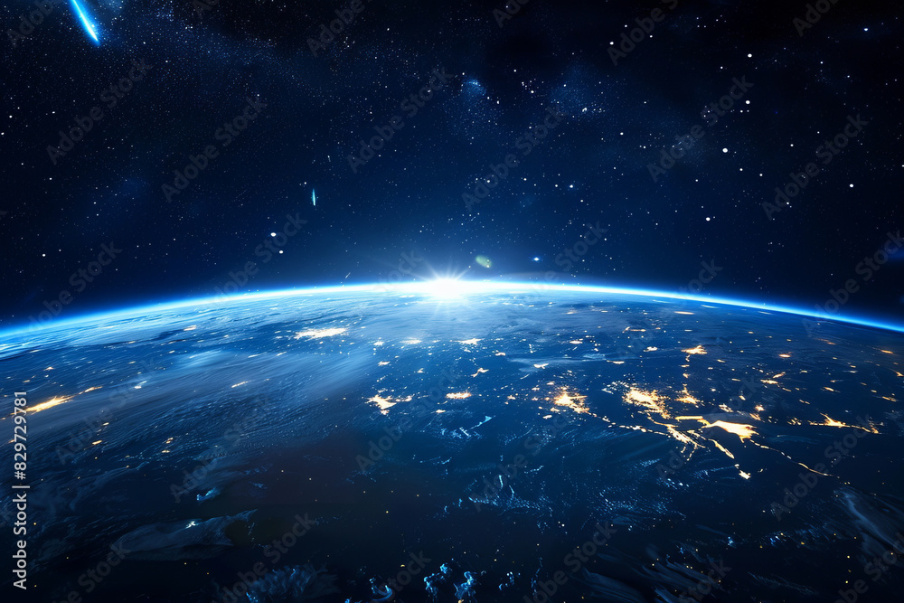 Fototapeta premium Beautiful high-resolution image of Earth from space at sunrise