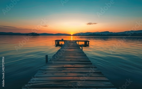 A Peaceful Waterfront for Social Media Backgrounds  A Sunset Over Water Ideal for Social Media Backgrounds Ai Generated