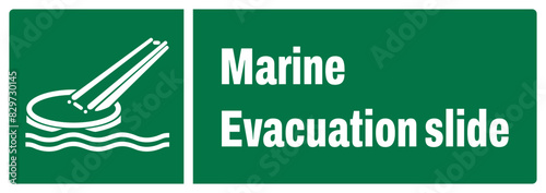 ISO emergency and first aid safety signs_marine evacuation slide landscape size 1/2 a4,a3,a2,a1