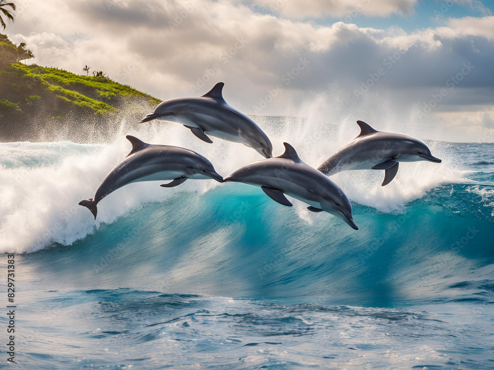 Fototapeta premium dolphin jumping out of water