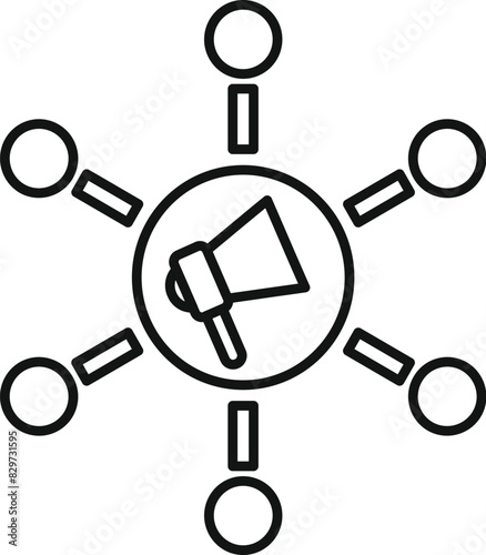 A simple vector icon representing digital marketing and social media outreach