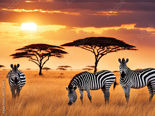 zebras in the savannah