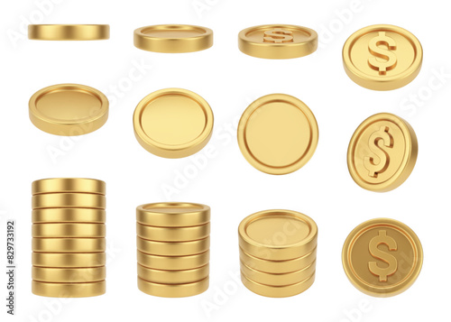 Pile of money, isolated falling dollar golden coins. Vector finance and economy, deposit on bank account or earnings. Wealth and growth of capital, winning in casino or getting jackpot win