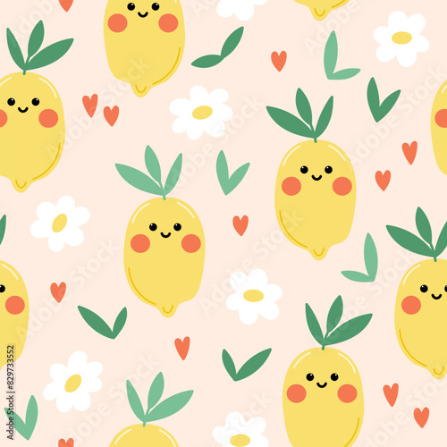 Lemon seamless pattern vector illustration