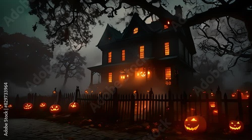 Halloween celebration footage, happy halloween day background, generated ai