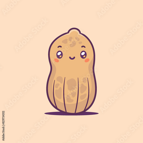 Cute kawaii peanut mascot character vector illustration © Zoran Milic