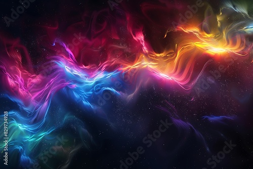 Swirling nebula of vibrant neon colors against a matte black void