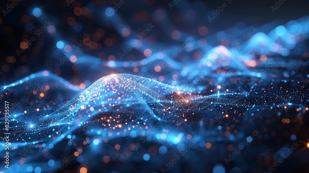 A visually captivating abstract image of a network of particles glowing in the dark, with a sense of data flow or internet A visually captivating abstract image of a network of particles glowing in the dark, with a sense of data flow or internet