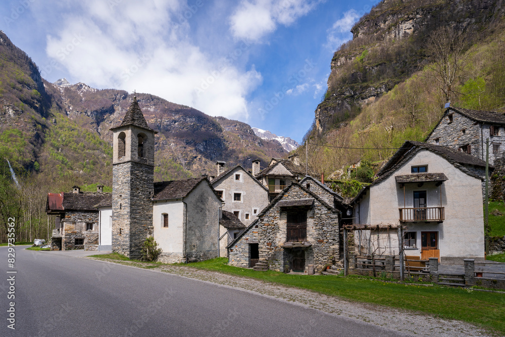 Ritorto Village view in Val Bavona of Switzerland