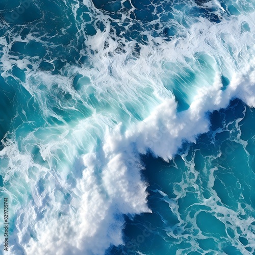 Beautiful aerial view of ocean waves. Generative AI.