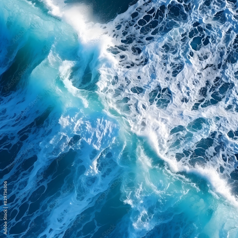 Beautiful aerial view of ocean waves. Generative AI. Beautiful aerial view of ocean waves. Generative AI.