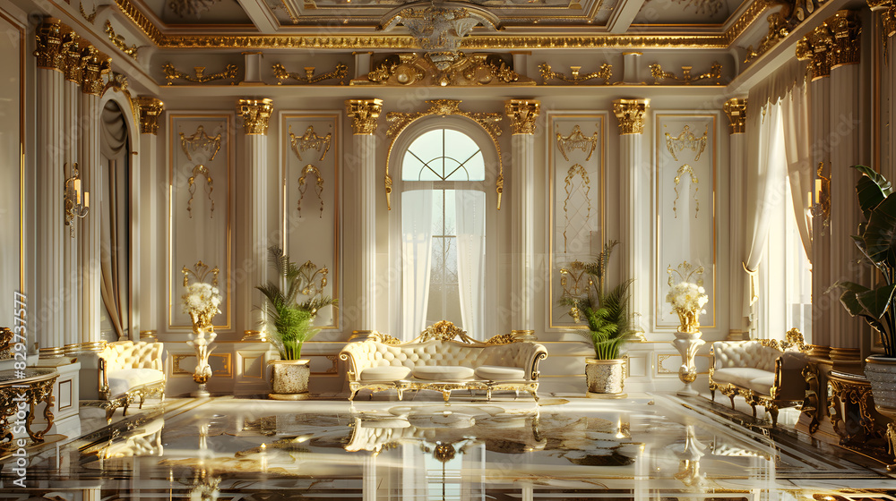 Fototapeta premium Luxury Palace Interior decorated texture background. Generative AI.