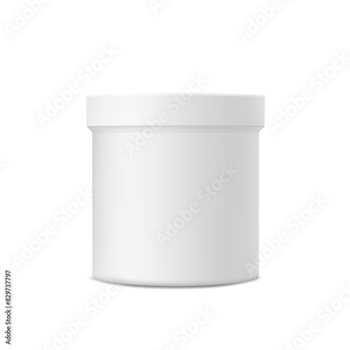Vector white realistic cream jar for your logo, cosmetic packaging container, mockup template for cream, gel, lotion, powder.