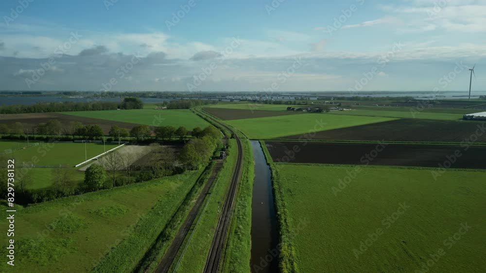 Aerial shot over arable landscape in the Netherlands. Aerial shot over arable landscape in the Netherlands.
