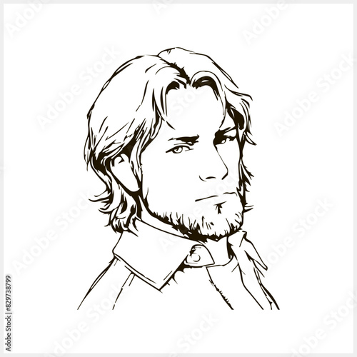 Men head. Sketch face people. Person. Man business Doodle vector stock illustration. EPS 10