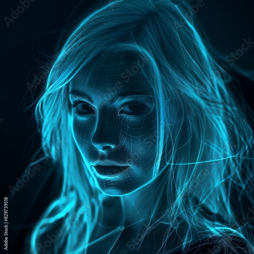 Ethereal Glowing Woman Portrait. Generative AI.
