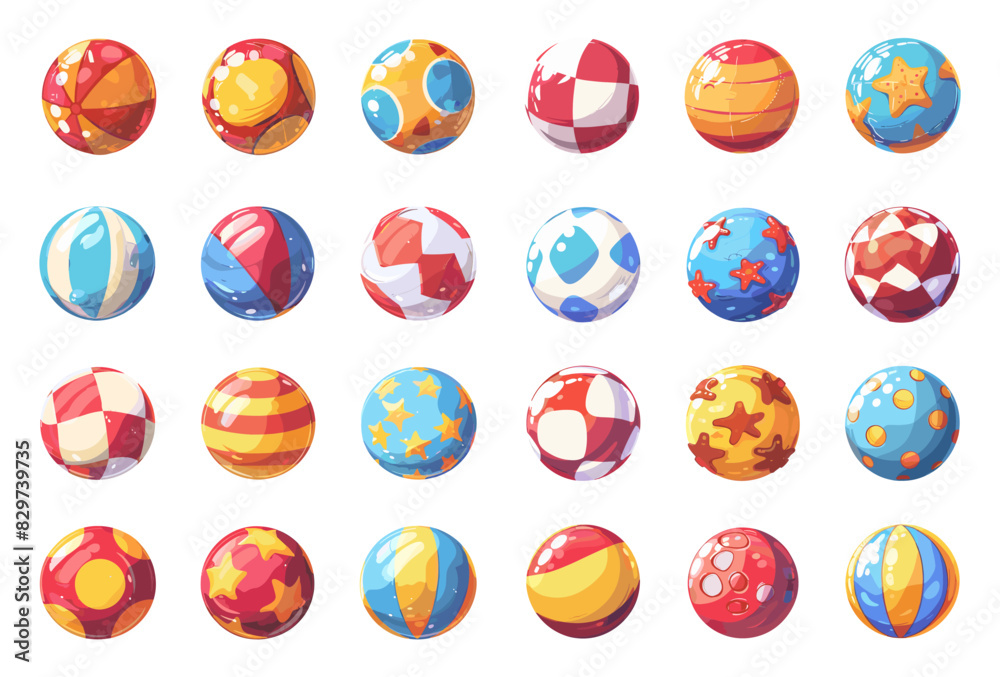 Cartoon Variety of Beach Balls Set. Simple Vector Cartoon Style White Background. Summer Recreation Holiday Fun Leisure Activity Outdoor Illustration Cartoon Variety of Beach Balls Set. Simple Vector Cartoon Style White Background. Summer Recreation Holiday Fun Leisure Activity Outdoor Illustration