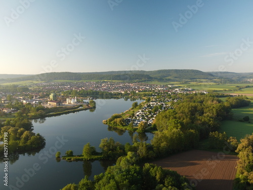 Aerial view of the Main River in Bavaria, Germany © Wirestock
