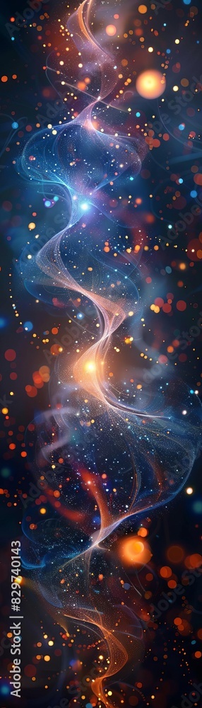 Obraz premium Creative display of quantum particles in motion with energy fields and algorithmic patterns, suitable for educational content