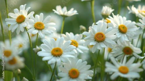 Chamomile blossoms in spring and summer Daisies or Bellis perennis reflecting the beauty of nature and embodying the concepts of spring youth and growth photo
