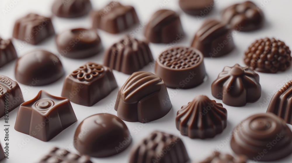 Variety of shapes in chocolate candies Variety of shapes in chocolate candies