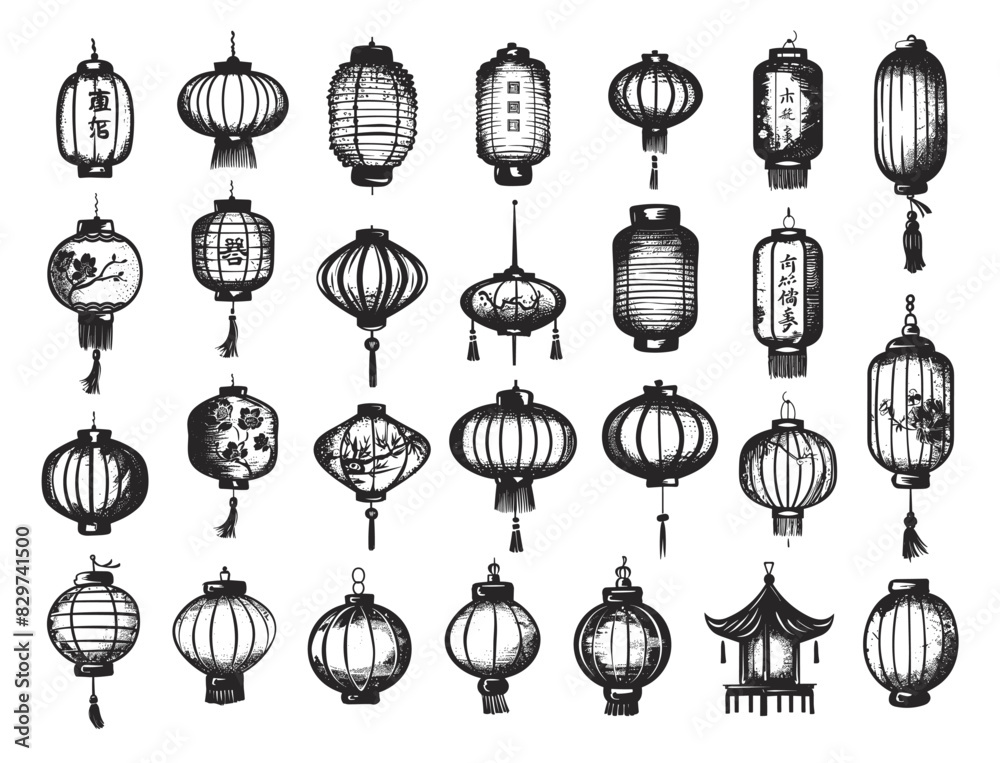 Doodle Style Chinese Festival Paper Lantern Icon Set. Chinese, Festival, Lantern, Paper, Celebration, Traditional, Culture, Asian, Decoration, Decor, Hand Drawn, Sketch, Drawing, Simple, Low Details Doodle Style Chinese Festival Paper Lantern Icon Set. Chinese, Festival, Lantern, Paper, Celebration, Traditional, Culture, Asian, Decoration, Decor, Hand Drawn, Sketch, Drawing, Simple, Low Details