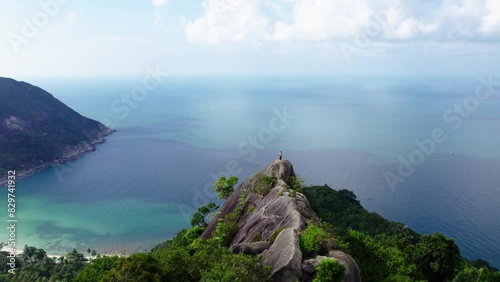Drone view of bottle beach viewpoint at Koh Phangan photo