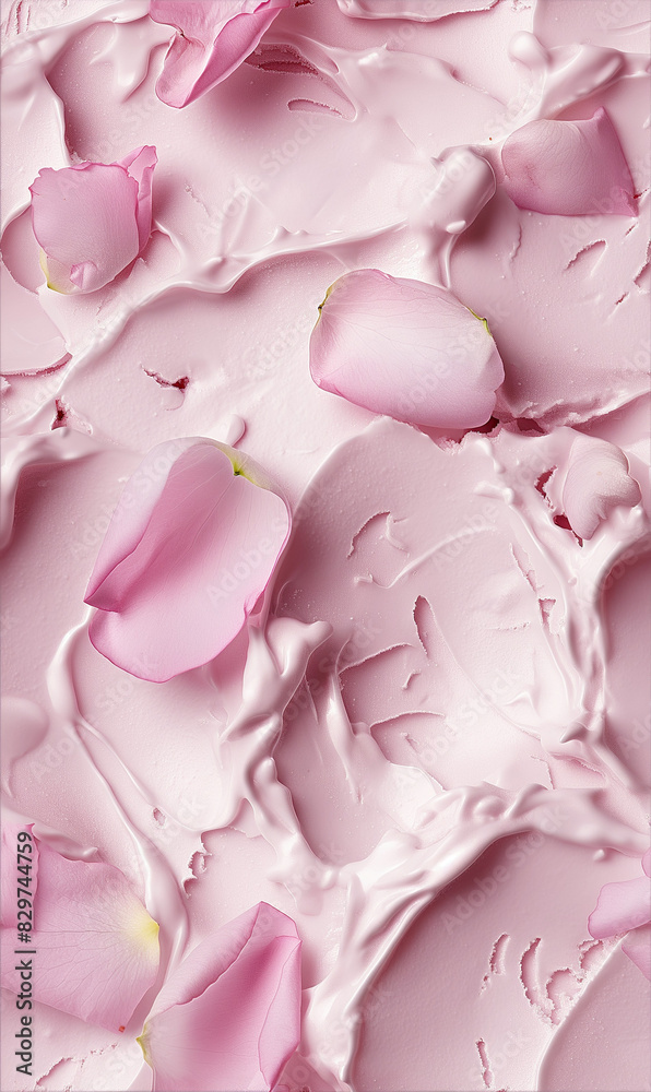 rose petal ice cream surface close-up shot, a closeup of the rose petal ice cream texture, displaying its creamy base with a light pink color and delicate rose petals rose petal ice cream surface close-up shot, a closeup of the rose petal ice cream texture, displaying its creamy base with a light pink color and delicate rose petals
