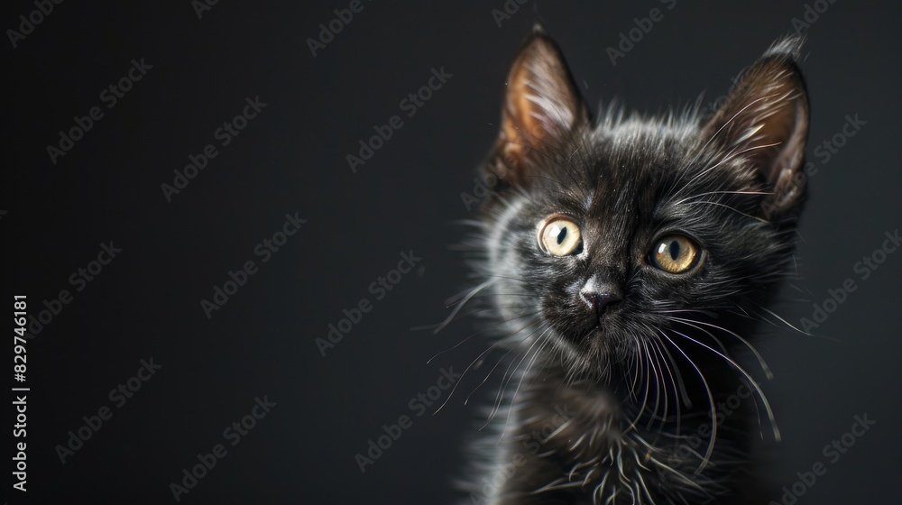 Black background with a kitten Black background with a kitten