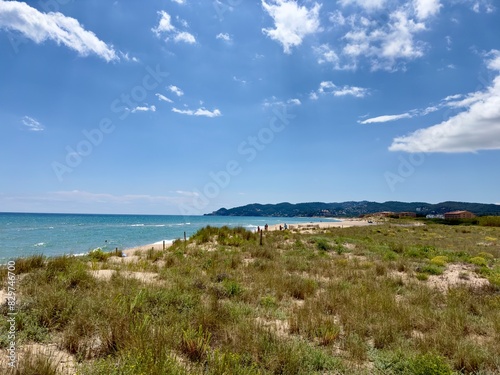 Wallpaper Mural beautiful dunes and beach, Platja de la Fonollera at the Mediterranean Sea near Mas Pinell, view towards the mountains around Begur, l’Estartit, Pals, Begur, Catalonia, Costa Brava, Spain Torontodigital.ca