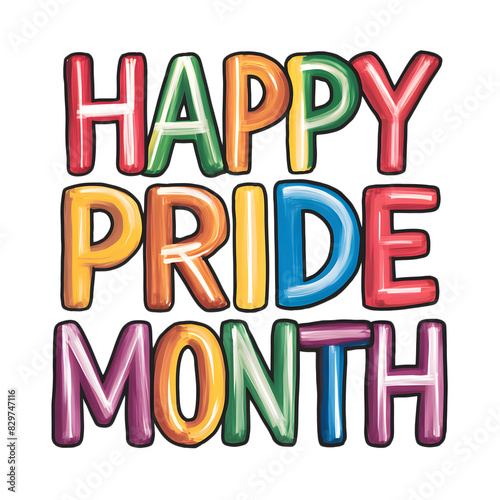 Happy pride month typography design. Pride month logo design. isolated on transparent background