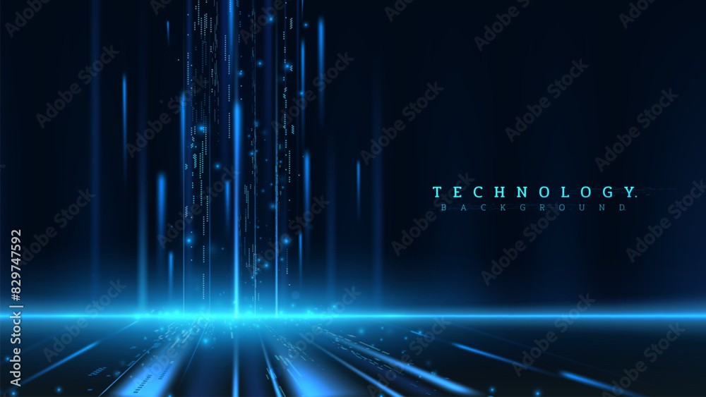 Poster Futuristic Technology Background with Blue Digital Lines, Stage ...