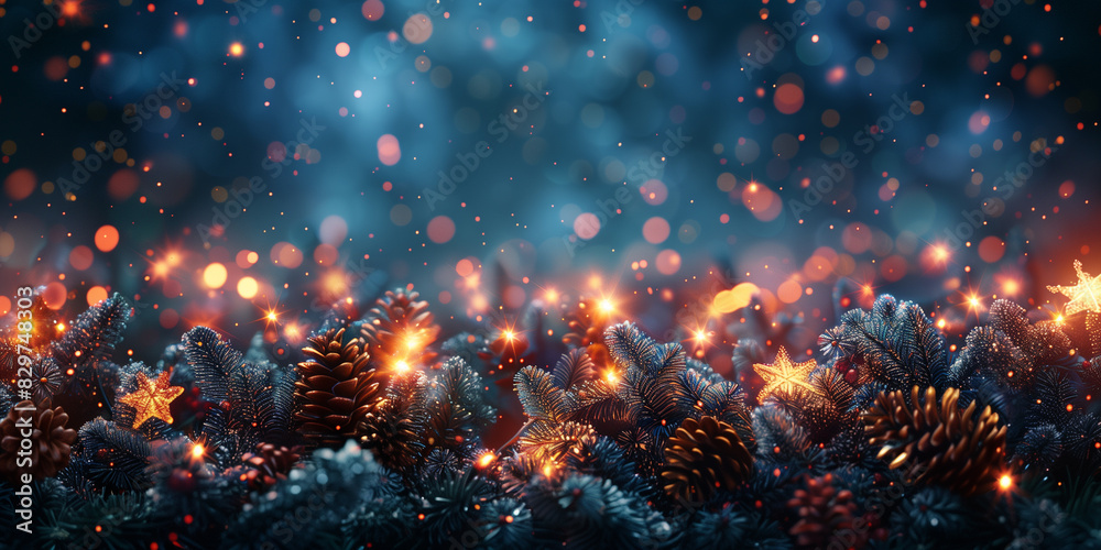 A group of pine cones adorned with glowing lights