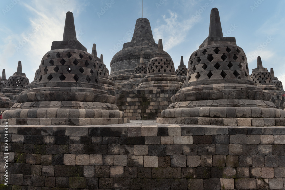 Scenic view of the ancient Borobudur Temple in Indonesia Scenic view of the ancient Borobudur Temple in Indonesia